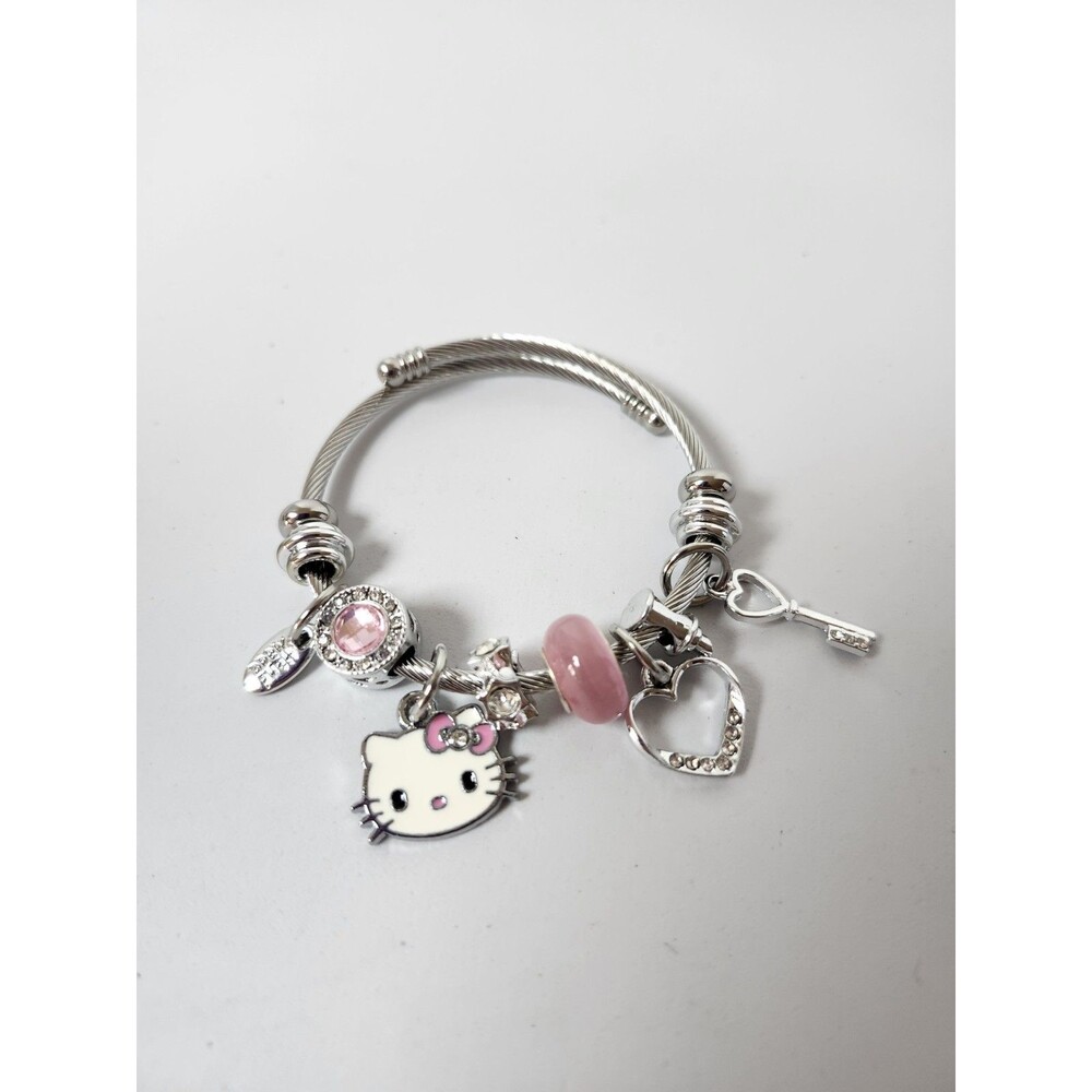 Sanrio Hello Kitty Bracelet, Y2K Cartoon KT Cat Decor Beaded Bangle, Gift